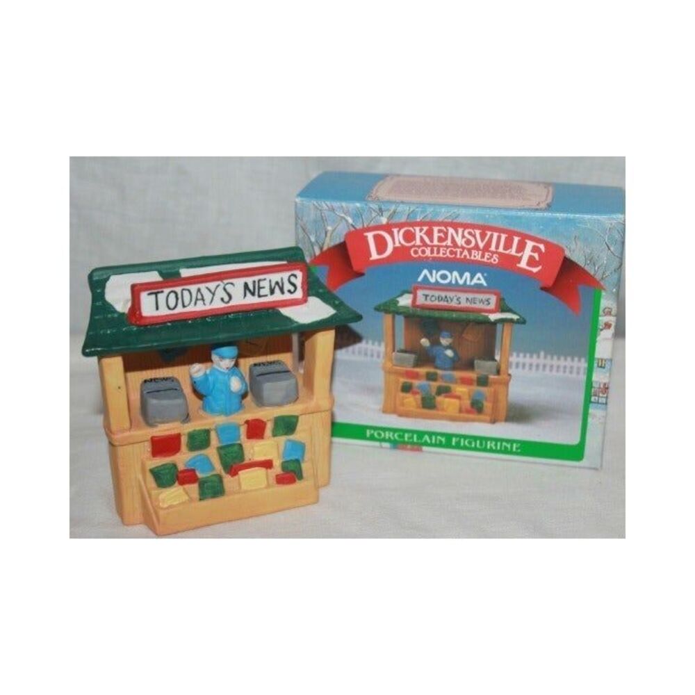 Noma Dickensville Collectables Porcelain Today's News Stand Christmas Village